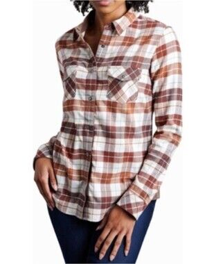 Kuhl Tess Flannel Brown Cream Plaid Large